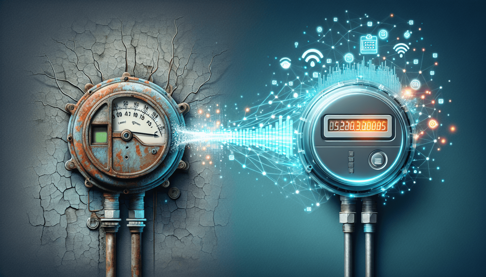 Illustration of digital smart metering technology