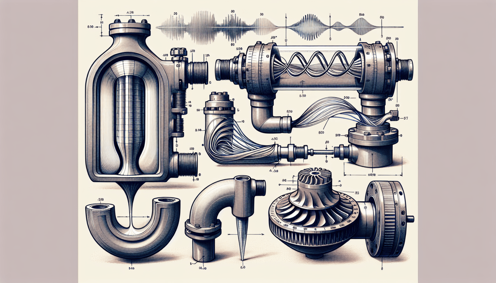 Illustration of different types of mass flow meters